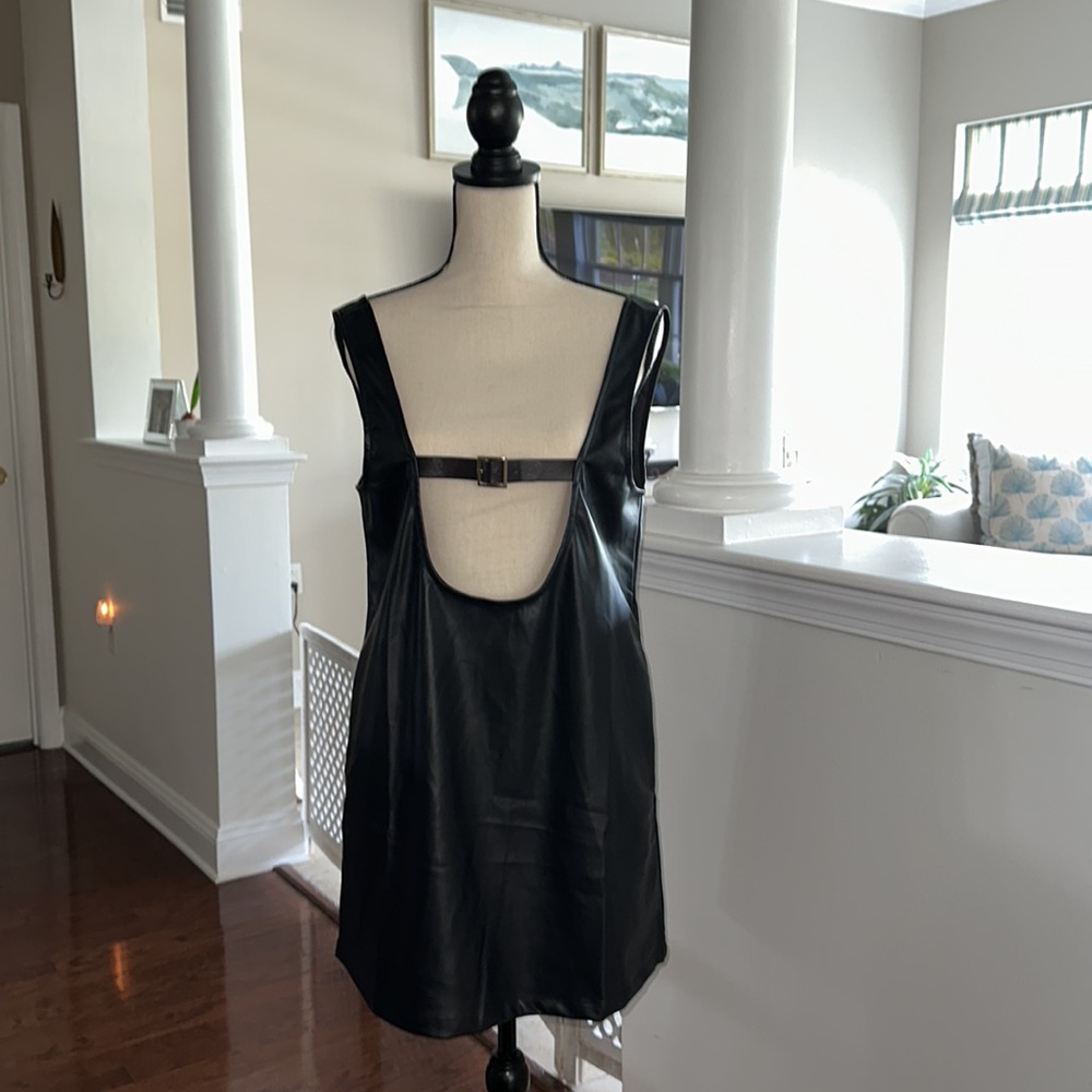 WeWoreWhat buckle leather tunic dress